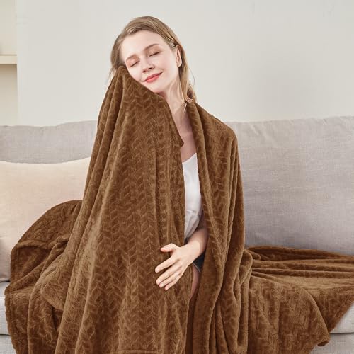 Dark Brown Fleece Queen Blanket for Bed (Chocolate Brown / Full/Queen-90x90 IN)