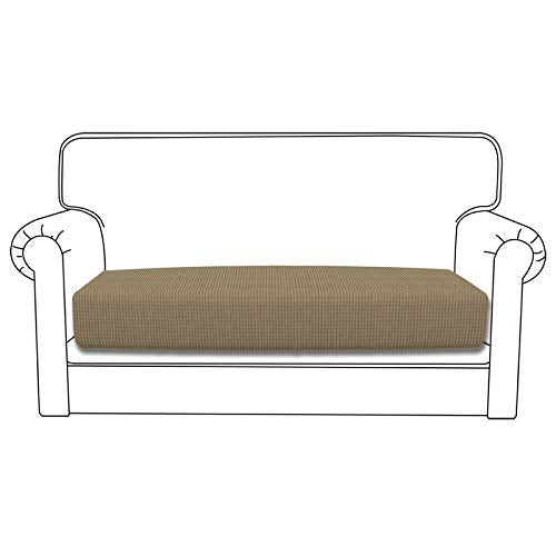 Stretch 1 Piece Loveseat Couch Cushion Cover for Sofa (Medium / Tan)