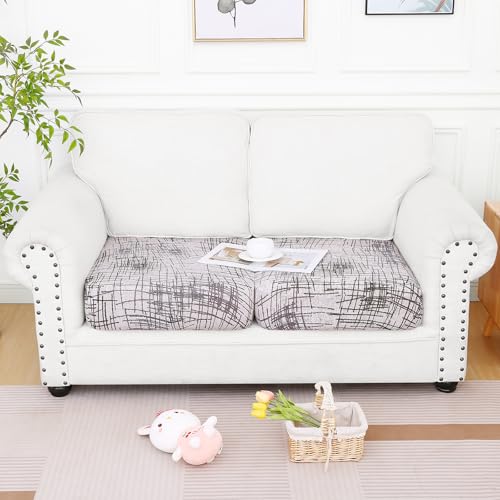 Printed Couch Cushion Covers (Brown and White / Seat 2 Pack)