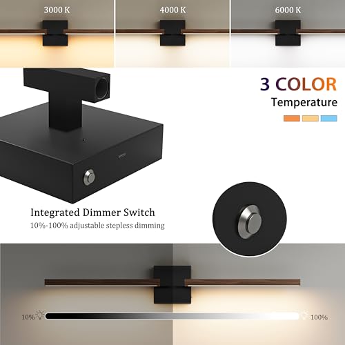 Black Walnut Rechargeable Wall Sconce with Remote Control 40 Inch (Black & Walnut / 40 Inch(2 Pack))