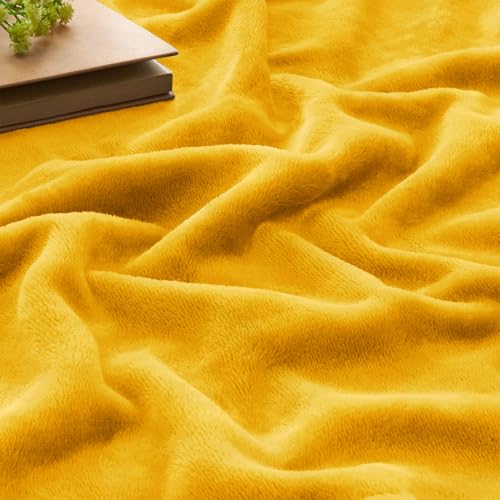 Fleece Blanket Soft Plush Throw for Couch Yellow 50"x60" (Yellow / Throw(50"x60"))