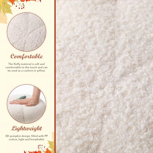 1 Pcs 3D Pumpkin Pillow Fall Decor Halloween Cushions (White)