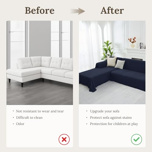 2 Piece Sectional Couch Cover for L Shape Sofa Midnight Blue XL (Midnight Blue / X-Large)
