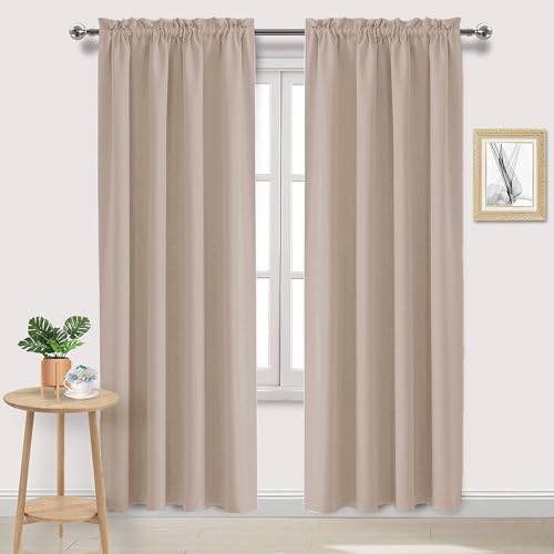 Blackout Curtains for Bedroom Living Room 52 x 84 Inch Long Camel (Camel / 52"W x 84"L (Pack of 2))