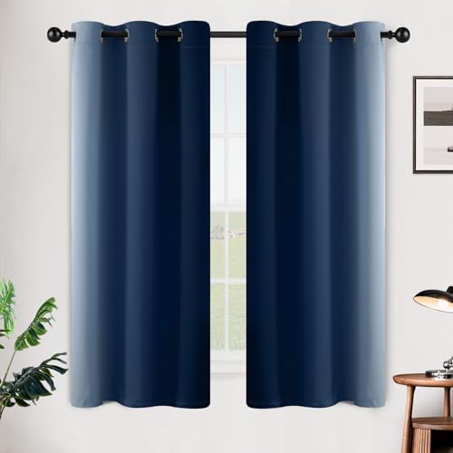 Ombre Blue to Grey White Curtains for Living Room 42Wx63L (42"W x 63"L (Pack of 2) / Blue)