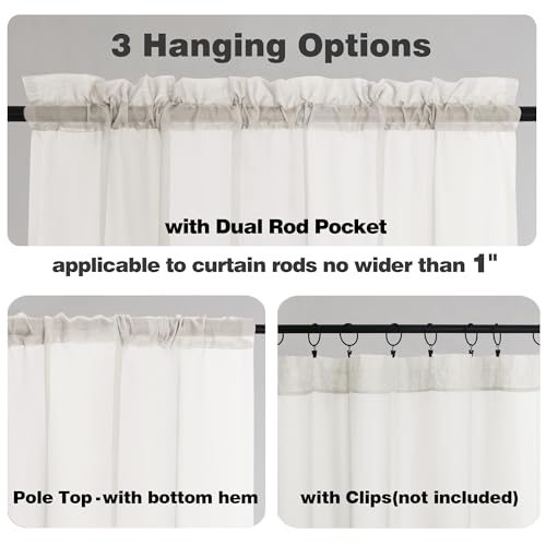 Ivory Sheer Curtains Tier 36 inch Length 2 Panels (Ivory / 42"W x 36"L (Pack of 2))