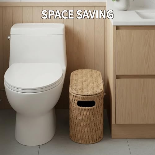 Toilet Paper Storage Basket with Lid (Natural)
