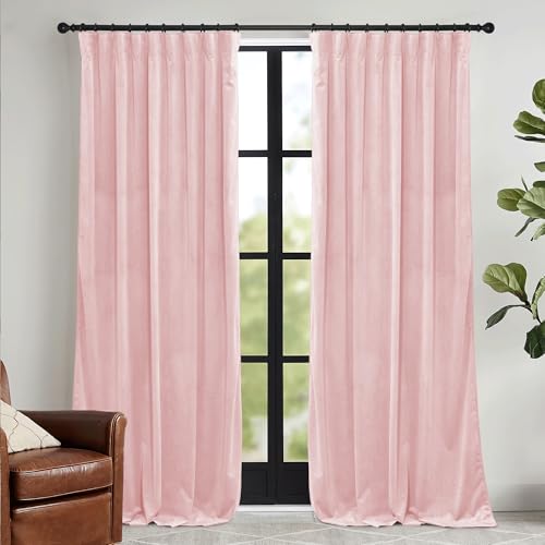Baby Pink Velvet Curtains for Girls Bedroom Nursery 96 inches (Pink / 52"W x 96"L (Pack of 2))