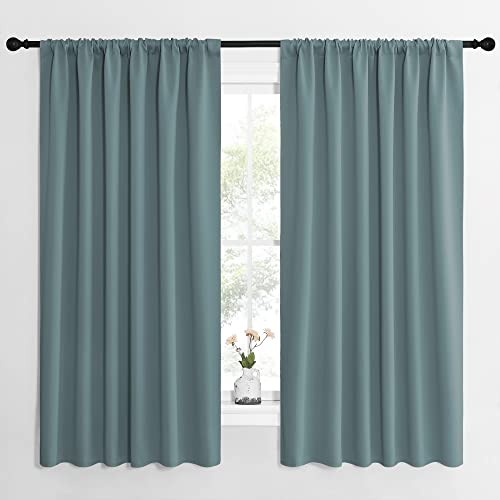 Greyish Blue Blackout Curtains Panels for Window (Greyish Blue / 62"W x 63"L (Pack of 2))