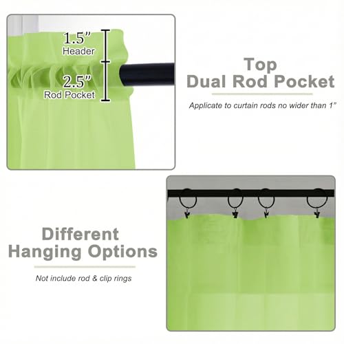 Sheer Curtains 84 Inches Long 2 Panels Set for Bedroom Living Room (Lime / 42"W x 84"L (Pack of 2))