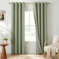 100% Blackout Linen Curtains 96 Inch Long 2 Panels Set (Eden | Sage Green / 50"W x 96"L (Pack of 2))