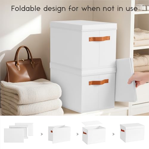 Storage Bins with Lids (White / L(8-Pack))