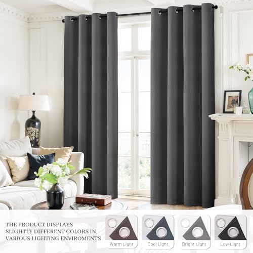 100% Blackout Curtains 52x84 inch Long Dove Grey Drapes (Dove Grey / 52"W x 84"L (Pack of 2))
