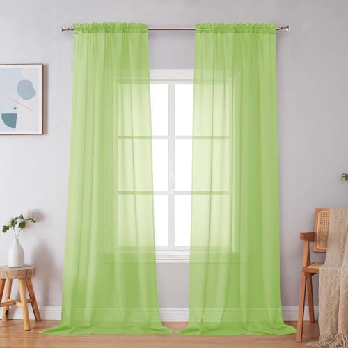 Lime Sheer Curtains 96 Inches Long (Lime / 42"W x 96"L (Pack of 2))