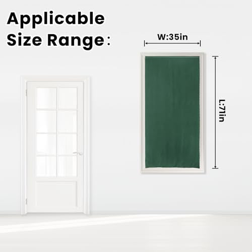 Blackout Curtains for Bedroom Stick On Curtains Window Shades Pull Down Blackout Window Cover No Drillng Self Adhesive Curtains No Rod Small Curtain (35"W x 71"L (Pack of 1) / Dark Green)