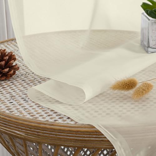 Cream Sheer Curtains 84 Inches Long 2 Panels Set for Living Room (Cream / 59"W x 84"L (Pack of 2))