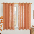 Burnt Orange Sheer Linen Curtains for Bedroom 54 Inch Length (52"W x 54"L (Pack of 2) / Burnt Orange)