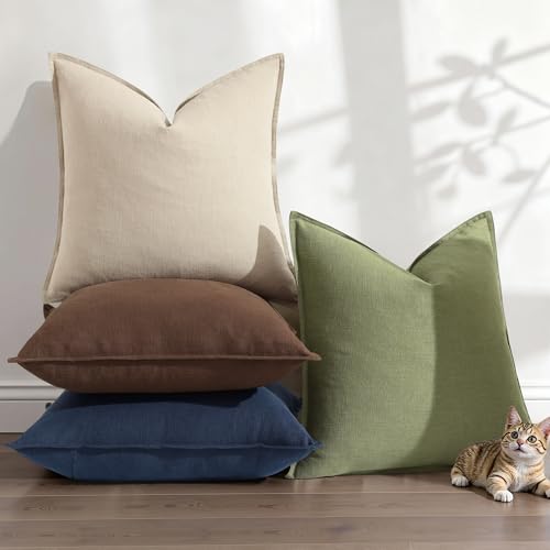 Fall Brown Linen Throw Pillow Covers 26x26 Set of 2 (Brown / 26" x 26" (Pack of 2))