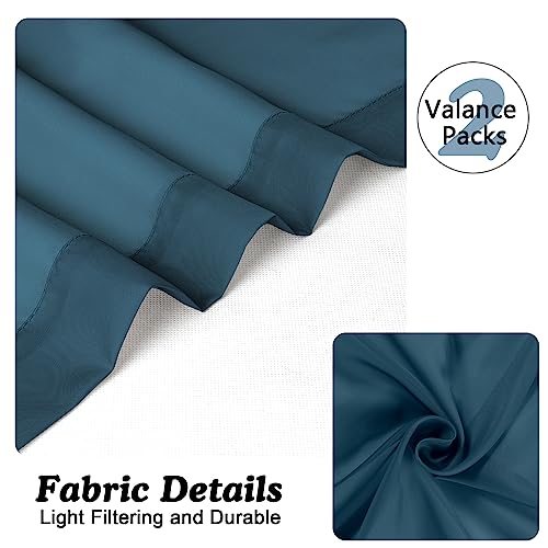 Stone Blue Sheer Valances for Windows 2 Pack (Stone Blue / 42"W x 14"L (Pack of 2))