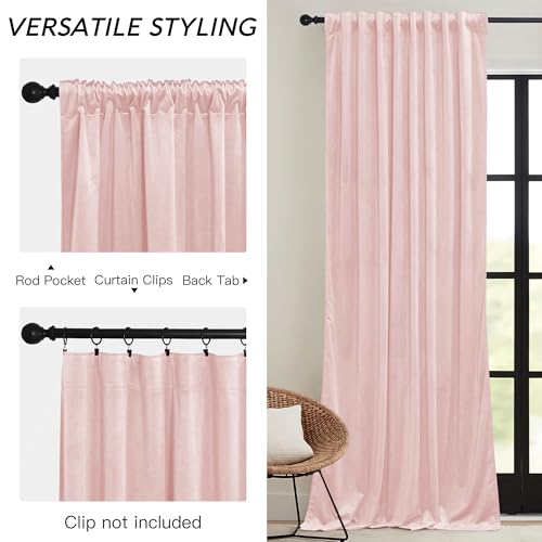 Velvet Curtains 102 inches Long (Pink / 52"W x 102"L (Pack of 2))