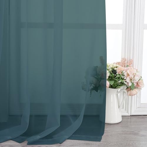 Stone Blue Sheer Curtains 72 Inch Length 2 Panels (Stone Blue / 42"W x 72"L (Pack of 2))