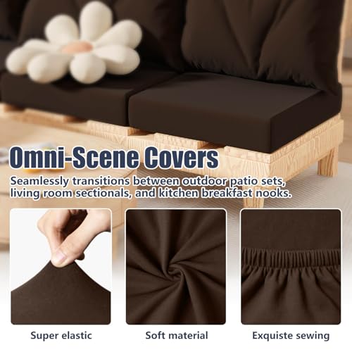 8Pcs Outdoor Cushion Covers (Dark-coffee / Square-small + Square)