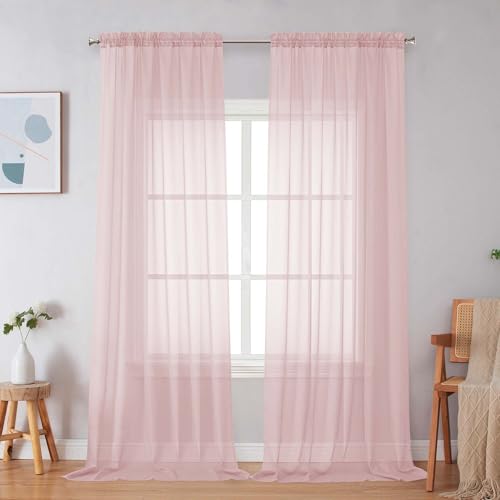 Blush Sheer Curtains 96 Inches Long (Blush / 59"W x 96"L (Pack of 2))