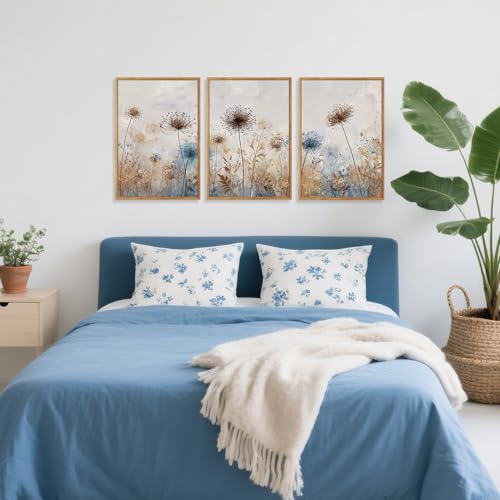 Dandelion Wall Art Framed Canvas Wall Art Set Of 3 (Dandelion)