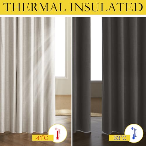 Brich Vintage Open Linen Weave Flax Thermal Curtains (52"W x 108"L (Pack of 2) / Brich)