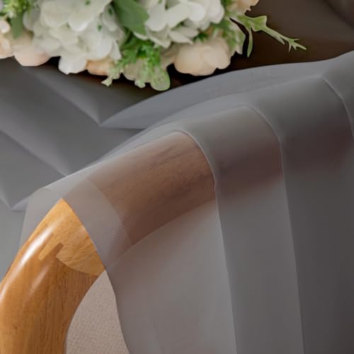 Voile Sheer Window Curtain Panels 54 Inch Long (Charcoal Grey / 42"W x 54"L (Pack of 2))