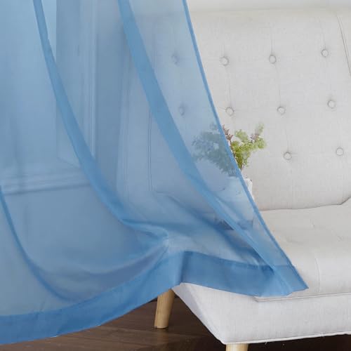 Voile Sheer Stone Blue Curtains 84 Inches Long (Stone Blue / 54"W x 84"L (Pack of 2))