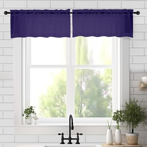 Sheer Valances for Windows 2 Pack (Purple / 42"W x 18"L (Pack of 2))