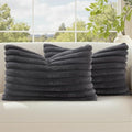 Fall Faux Fur Throw Pillow Covers 12x20 Set of 2 Dark Grey (Dark Grey / 20" x 12" (Pack of 2))