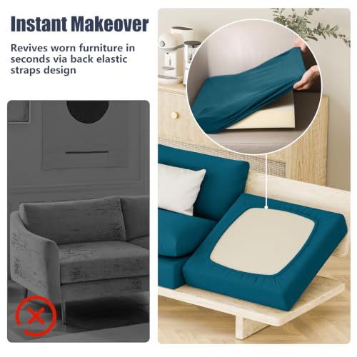 8Pcs Outdoor Cushion Covers (Petrol-blue / Square-small + Square)