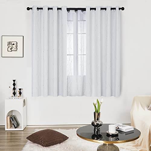 Living Room Curtains 63 Inches Long (Greyish White/Wave Dots / 52"W x 63"L (Pack of 2))