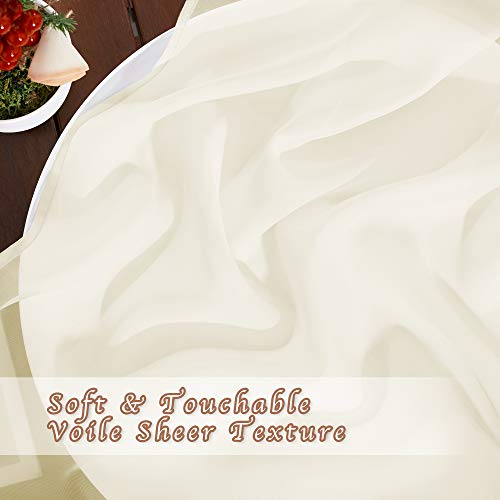 Sheer Curtain Panels 96 inch Cream Beige (Yellow Beige / 54"W x 96"L (Pack of 2))