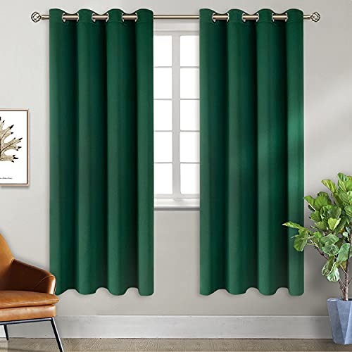 Emerald Green Blackout Curtains for Bedroom 69 Inch Long (Emerald Green / 55"W x 69"L (Pack of 2))