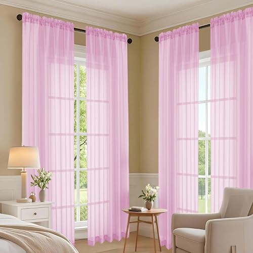 Light Pink Bedroom Curtains 2 Panel Sets 90 Inch Length (Light Pink / 59"W x 90"L (Pack of 2))