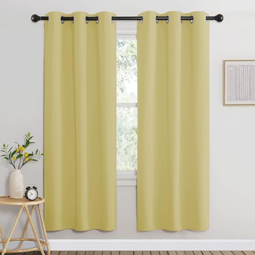 Paler Yellow Room Darkening Curtains for Living Room (Paler Yellow / 37"W x 72"L (Pack of 2))