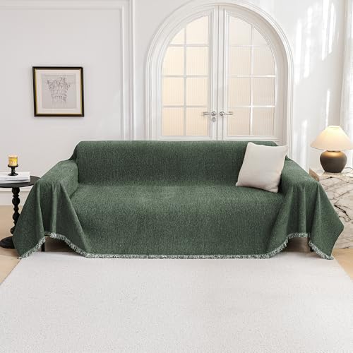 Oversized Sofa Covers Couch Covers for 3 Cushion Couch Sofa Pet Friendly (91" x 150" / Moss Green)