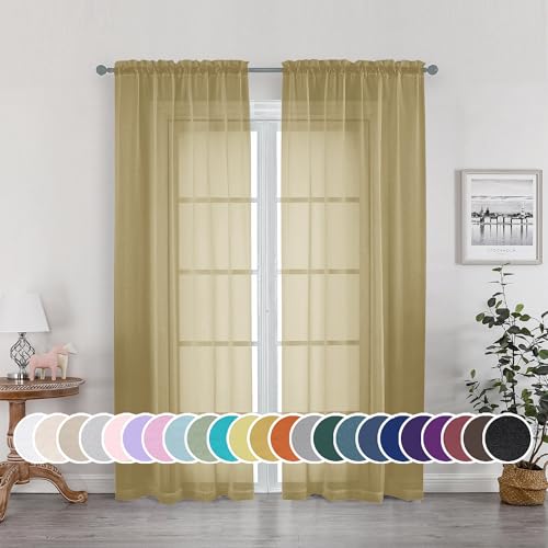 Gold Sheer Curtains 72 Inches Long 2 Panels Set (Gold / 42"W x 72"L (Pack of 2))