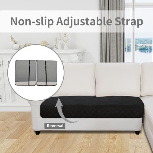 Sectional Couch Covers for Dogs L Shape Sofa Cover Reversible Sofa Slipcover Chaise Lounge Cover Furniture Protector Cover for Pets Dog Cat (30" x 50" / Black/Beige)