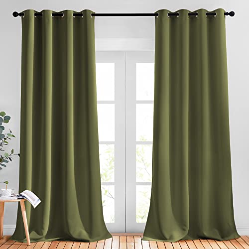 Blackout Curtains for Living Room (Olive / 52"W x 95"L (Pack of 2))