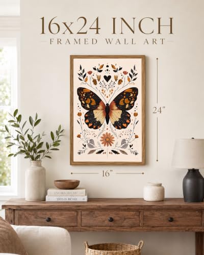 Framed Vintage Butterfly Wall Art (Butterfly-2 / 16"L x 24"W)