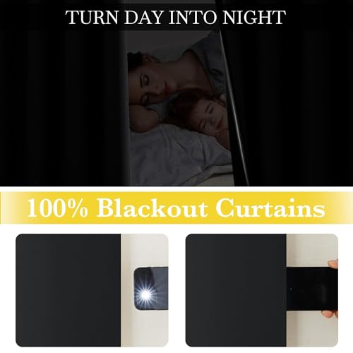 Full Blackout Curtains 96 inch Long for Home Theater (Jet Black / 52"W x 96"L (Pack of 2))