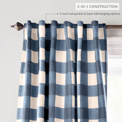 Grainger Buffalo Check Blackout Window Curtain (Indigo / 52"W x 84"L (Pack of 1))