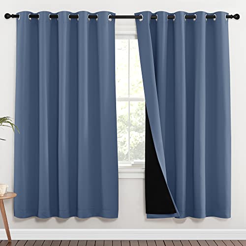 Full Shade Curtain Panels 72 inches Long (Stone Blue / 70"W x 72"L (Pack of 2))