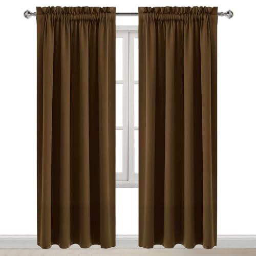Blackout Curtains for Bedroom Living Room 52 x 95 Inch Long Brown (Brown / 52"W x 95"L (Pack of 2))