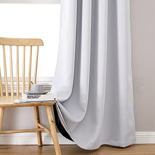100% Blackout Curtains for Bedroom 120 Inches Long 2 Panels Set (52"W x 120"L (Pack of 2) / Greyish White)