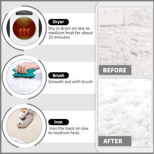 White Faux Fur Sheepskin Rug 8 x 10 Feet (8' x 10' (Rectangular) / White)